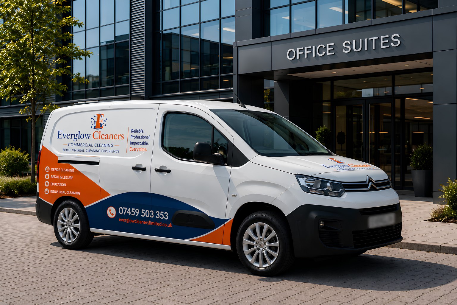 Professional carpet cleaning machine in use in an office